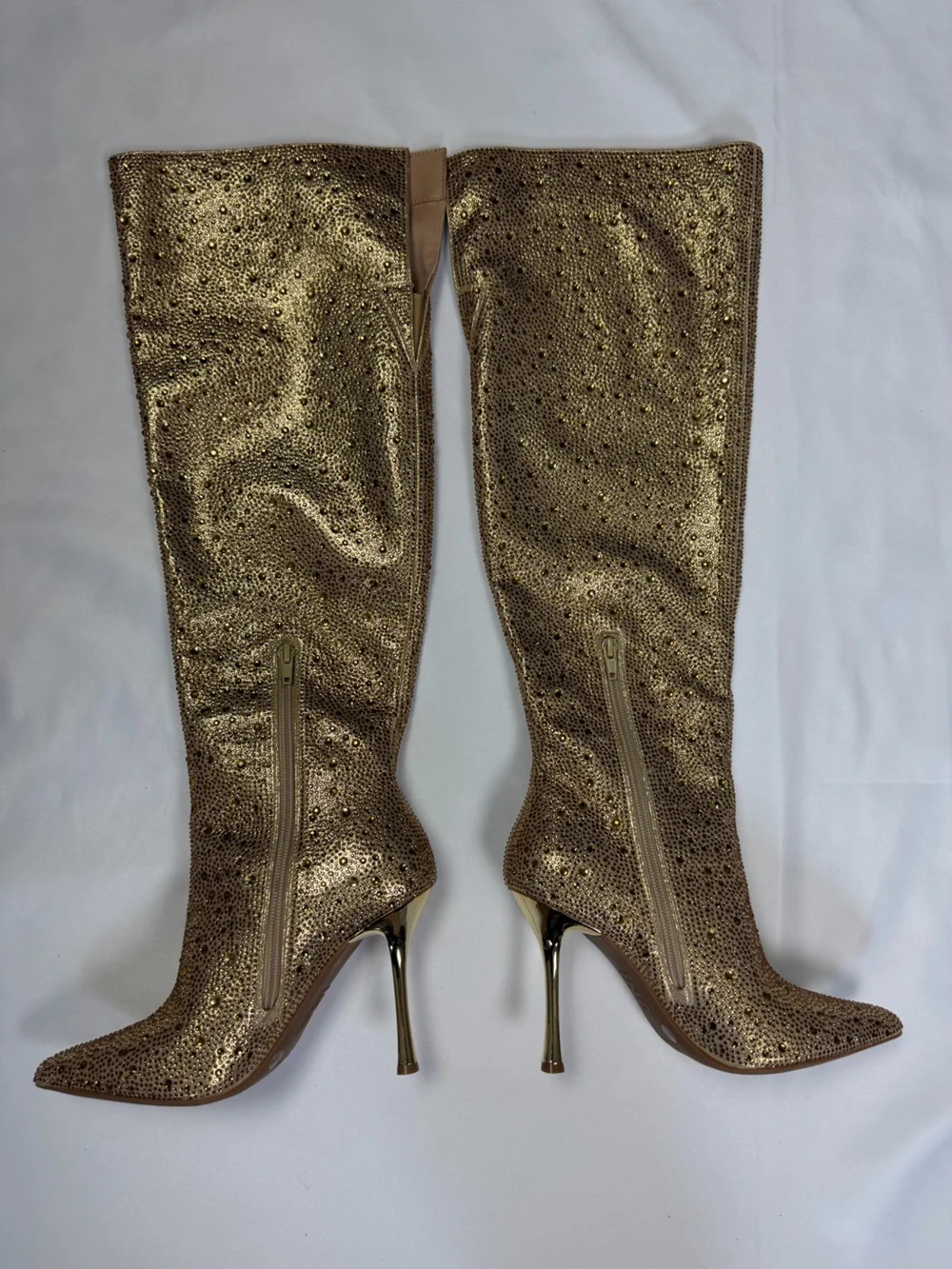 INC Saveria International Concepts Metallic Gold Over-the-Knee Stiletto Boots
